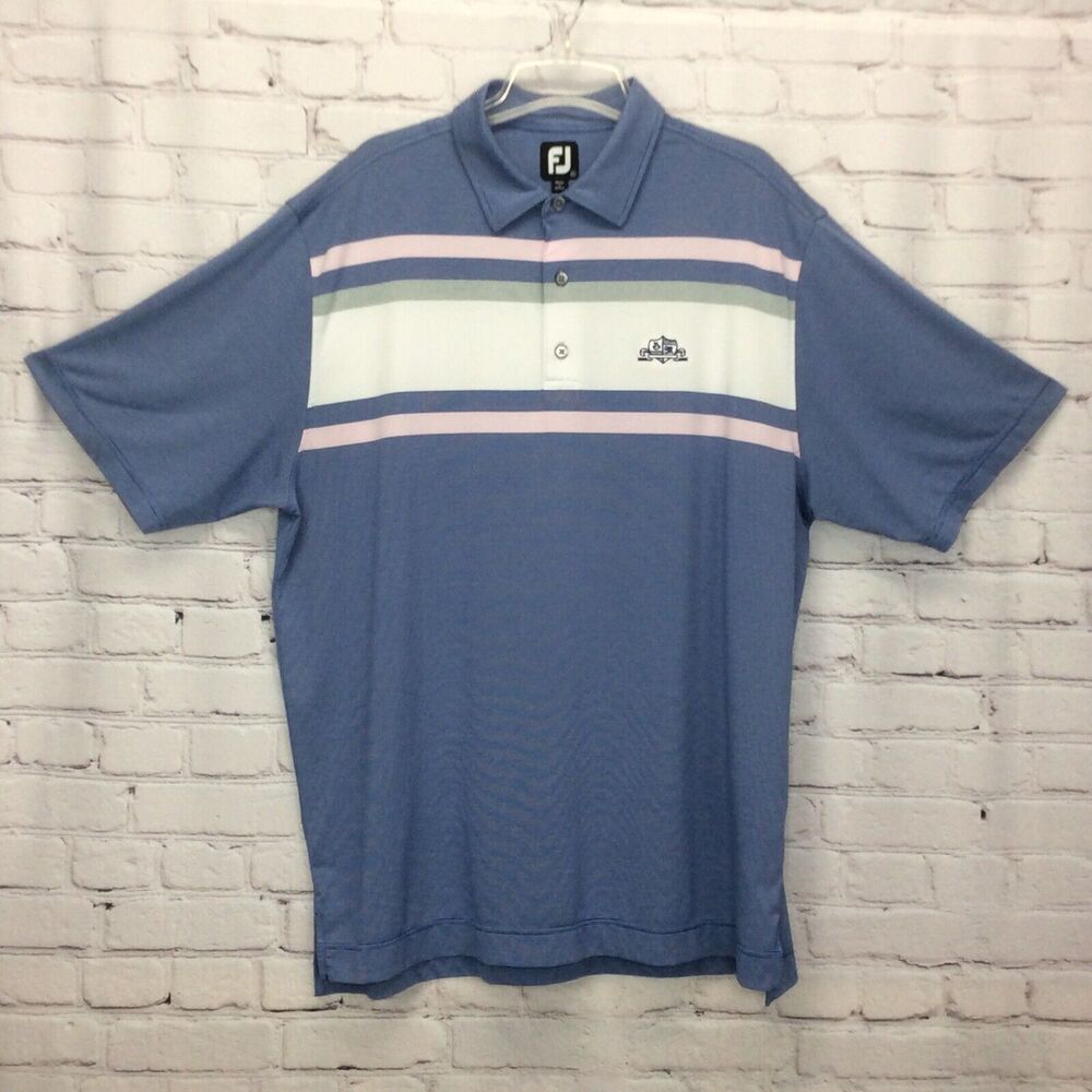 FootJoy Golf Polo Athleisure Mens Sz XL Sports Multicolored Striped Stretch Logo
